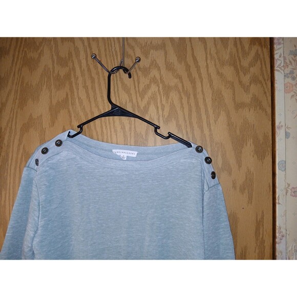Jane And Delancy Top Women Size Medium Blue Metal Buttons Embellished Split Side - Picture 12 of 15